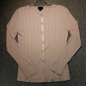 Somewhere Pink Long  Sleeve Button Down Lightweight Women's Sweater Size M-12